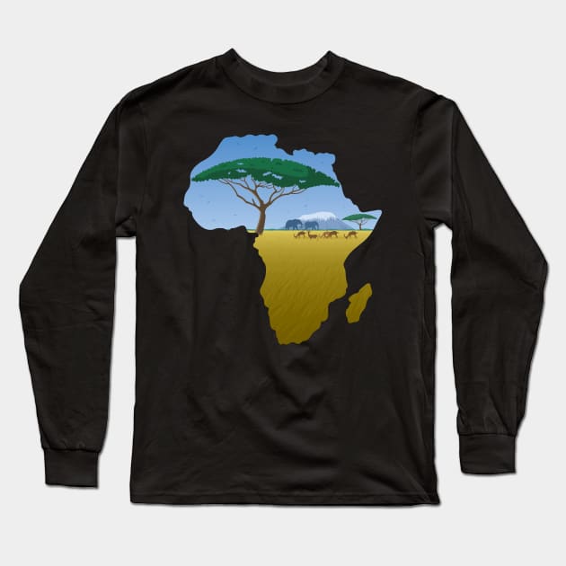 Africa Map Landscape 2 Long Sleeve T-Shirt by Malchev